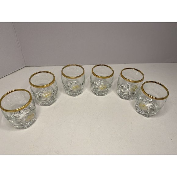 Circleware Twinkle 6 Piece 2 Oz Shot Glass - Gold Rim - NIB - Picture 1 of 9